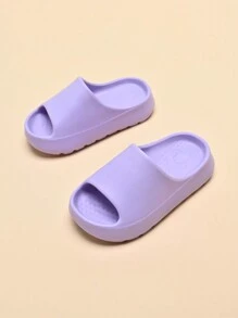 兒童泡棉拖鞋 防滑軟底 中大童居家休閒一腳蹬 極簡純色 中性款 - 紫色 - 查看 7