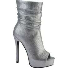 Women's Dress Boots With Rhinestones And Fish Mouth, Metallic Finish And High Heel, Silver Color, Mod. 1090047 - 銀色 - 查看 2