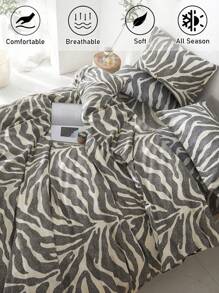 Juego de Edredón de 2/3 piezas con estampado de cebra, estilo minimalista y moderno apto para todas las estaciones (1 Edredón + 1/2 Fundas de Almohada) de Poliéster