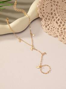 1pc New Arrival Fashionable Minimalist Personalized Star Shape Finger Chain Bracelet, High-End Alloy, Popular EU & US Crossborder Jewelry For Women