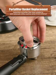 1个51毫米双层咖啡手柄滤篮，不锈钢材质，可拆卸加压网状咖啡过滤器，无底手柄咖啡配件 - (Item No.Y21071D) 1PCS 51mm 2-cup filter basket - 查看 5