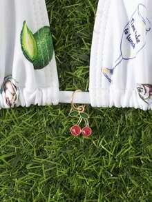 全新全印花比基尼套装，度假和夏日海滩的理想选择 - 白色 - 查看 11