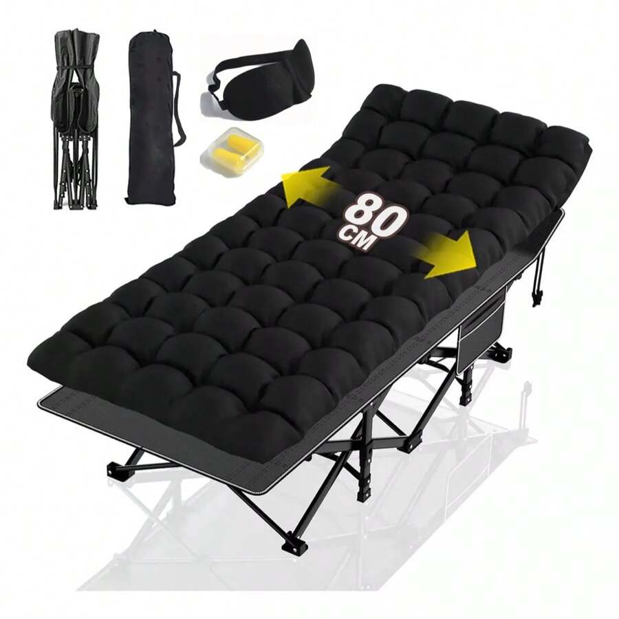 Catre Plegable Acampar Campismo Con Colchón Tamaño: 80cm*190cm Catre Plegable Acampar Campismo Con Colchón - Negro - Ver 1