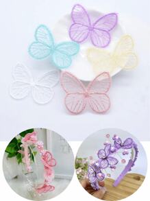 20 Pcs 46x39mm Patches Bordados De Malha Borboleta Requintado Para DIY Headwear Grampos De Cabelo Decoração Roupas Chapéu Acessórios