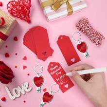 30Pcs(10Sets) Mother's Day Valentine's Day Heart Multi Function Bottle Opener Nail Clipper Couple Favors Love Greeting Cards White Organza Bags For Party Supplies Valentine Gift Souvenir Wife Husband Decor - Multicolor - View 5