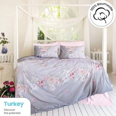 2/3-teiliges Bettwäsche-Set | Elegantes Blumenmuster | Bettbezug + Kissenbezüge | Perfekt für Zuhause & Studentenwohnheim | Moderne Lebensart | Ganzjährig geeignet