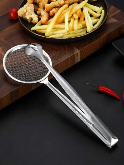 Mop cloth 1/2/4 مصفاة زيت قلي من الفولاذ المقاوم للصدأ، مغرفة لتصفية الزيت، مشبك لتصريف الزيت، شبكة لتصفية بودرة التوفو، مجموعة مصافي مطبخ بشبكة دقيقة، أدوات مطبخ أساسية وإكسسوارات مطبخ، هدية ضرورية لطهاة المنزل، تخزين مدمج لمنظمي المطبخ، فكرة هدايا المطبخ في عيد الميلاد