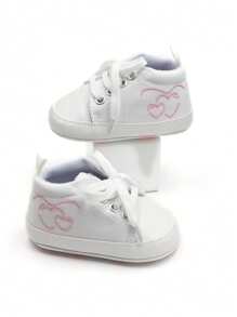 RABEISIR 婴幼儿学步鞋，刺绣心形帆布鞋，轻便防滑，适合日常和假日穿着，四季皆宜 - 白色 - 查看 3