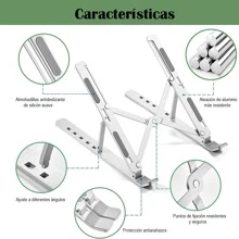 Vmingo Laptop Stand Portable Aluminum Base Foldable Adjustable Computer - Silver - View 2