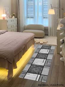 1 Piece Geometric Water-Absorbent Non-Slip Rug, Stain-Proof And Waterproof Long Strip Nordic Hallway Rug For A Rectangular Corridor, Non-Slip Foyer, Floor Mat, Bedside Blanket, Suitable For Home Use, Simple And Modern, Home Decoration Room Decoration - Grey - View 13