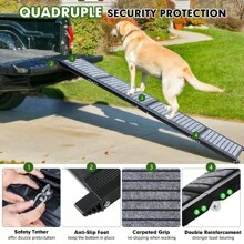 Longest 71" Large Dog Car Ramp,Folding Dog Ramp For Stairs With Anti-Slip Rug Surface,Pet Ramp For Dogs To Get Into A Car,SUV & Trucks,Dog Ramps For Large Medium Small Dogs Up To 250Lbs - Black - View 4