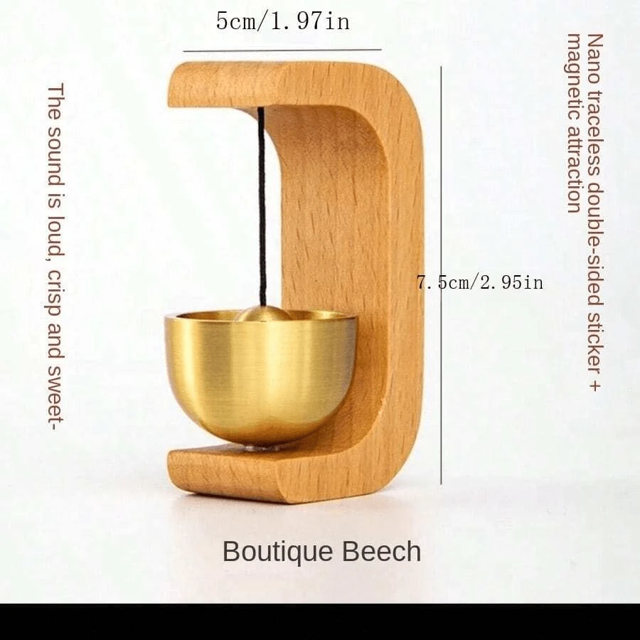 Dopamine Wind Chime Minimalist Solid Wood & Brass Bell Magnet Hang ...