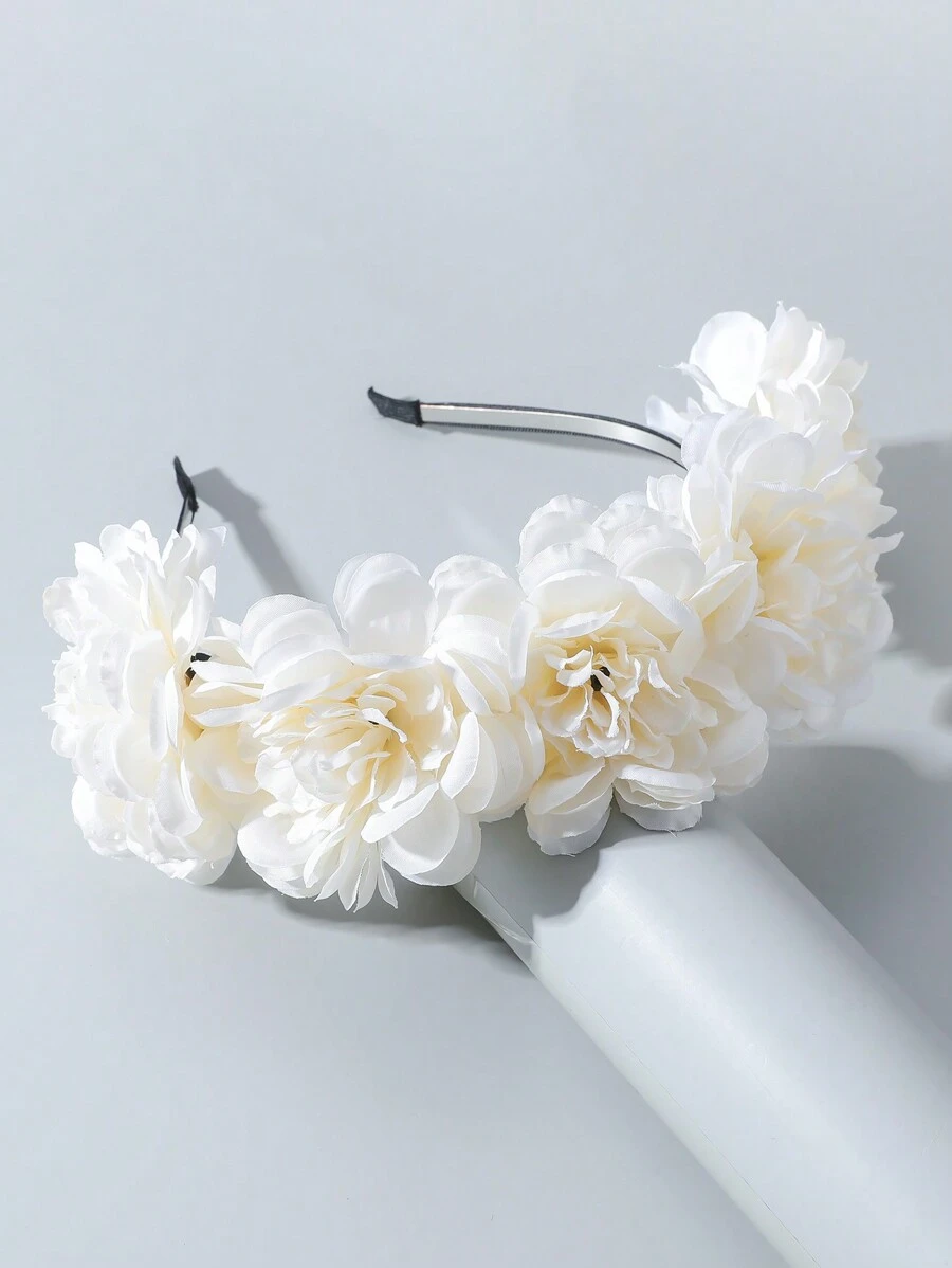 1 件花卉印花波西米亚风格铁质头带，逼真花朵发箍，适合所有季节，发带，发箍头带