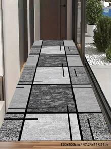 1 Piece Geometric Water-Absorbent Non-Slip Rug, Stain-Proof And Waterproof Long Strip Nordic Hallway Rug For A Rectangular Corridor, Non-Slip Foyer, Floor Mat, Bedside Blanket, Suitable For Home Use, Simple And Modern, Home Decoration Room Decoration - Grey - View 15
