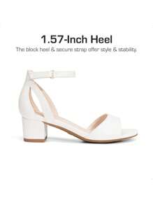 Girls Glitter Chunky High Heel Sandals Fashion Open Toe Party Dress Shoes With Adjustable Hook Loop For Dancing, Performance And Daily Wear - trắng - Xem 3