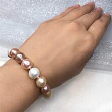 MYSOYA 10-11mm 天然彩色珍珠手链，配有精美礼品盒，适合送给他/她，适合日常佩戴、派对、生日、周年纪念日、婚礼、感恩节、圣诞节、新年、情人节 - 粉色 - 查看 6