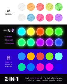 Fantastory 夜光颜料，夜光颜料 10x60ml，防水丙烯颜料，夜光颜料和黑光颜料，适用于万圣节石头和画布。丙烯颜料套装（柔色系列），返校季，学校用品 - 彩色 - 查看 2