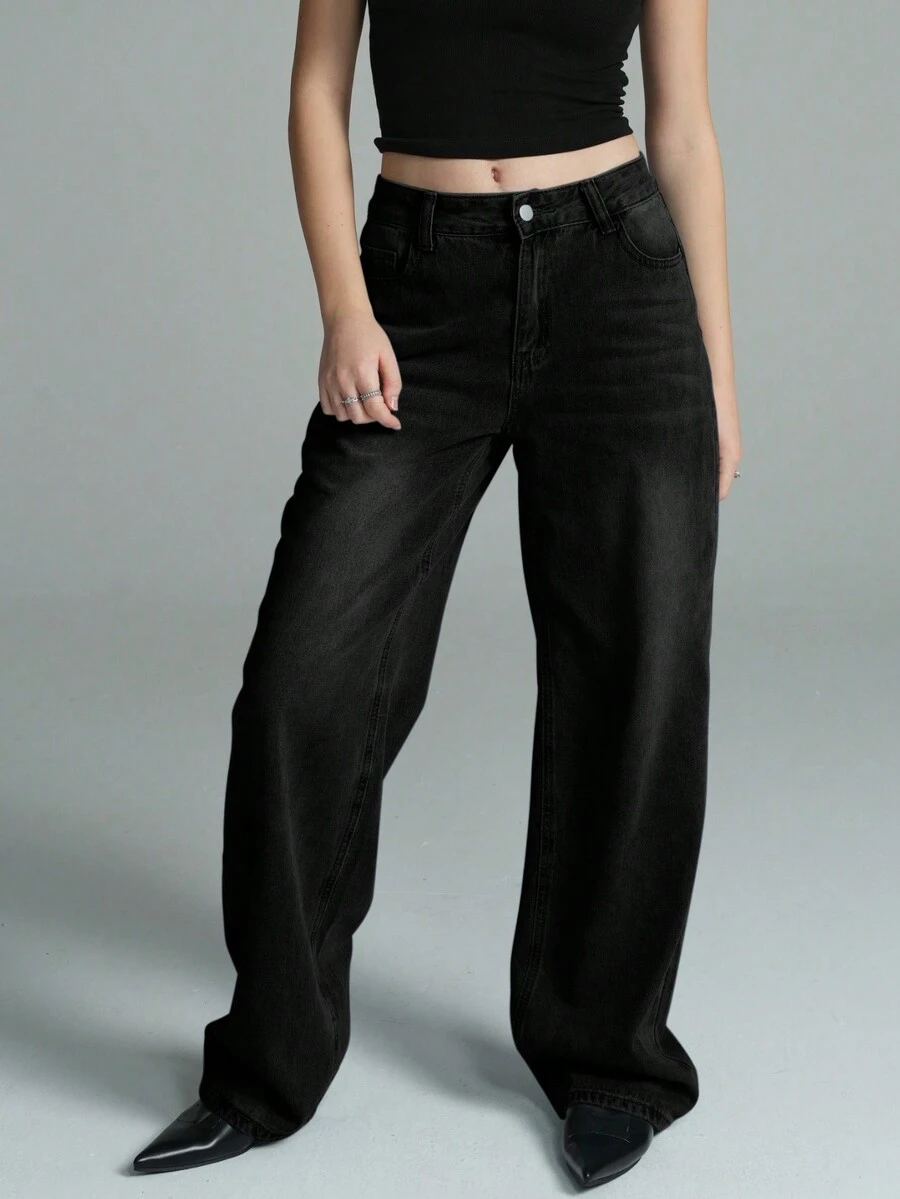 Women's Premium Distressed Denim Jeans Pants, Spring Summer Fashion - Black - View 1