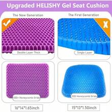 Large Gel Seat Cushion, Double Layer Egg Gel Cushion For Car Seat Office Wheelchair Chair, Breathable Chair Pads Help In Relieving Pressure Pain (Extra Large, Violet) - 紫色 - 查看 2