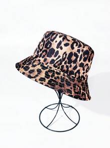 1 buc. Pălărie de găleată unisex de primăvară/vară cu imprimeu leopard, stil nou retro european și american, îmbrăcăminte versatilă pe două fețe, pălărie de soare ocazională la modă de stradă pentru uz zilnic