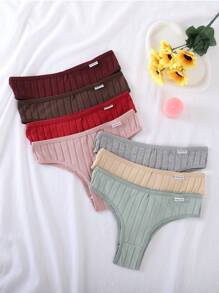 7 件装女士运动柔软透气棉质巴西内裤 - 彩色 - 查看 2
