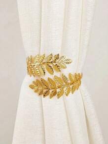 1 pieza/2 piezas Anillos de cortina de metal con diseño de hoja, sujetadores de cortina de estilo bohemio de aleación metálica con hojas, sujetadores decorativos y elegantes, clips de cortina de metal con diseño de hoja de trigo, adecuados para regalos de Navidad, San Valentín, Acción de Gracias, Halloween, Año Nuevo y cumpleaños