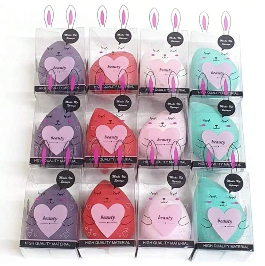 Set de 12 piezas de esponjas de maquillaje, colores y formas aleatorias, esponja de belleza para mezclar base líquida, maquillaje en crema y en polvo, esponja cosmética multicolor, aplicador de silicona sin látex de doble uso para todo tipo de piel. 1/3 Kits