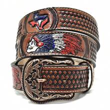 Atrevidu's Texas  Hand Painted Leather Country Belt - Whisky - Xem 3