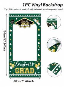 1 pieza Marco de fotos de vinilo de temporada de graduación, fondo negro y dorado para fiesta de graduación, decoración de fondo, decoraciones de graduación 2025, pancarta de marco de fotos, marco decorativo para fiesta de baile de graduación y celebración, accesorios para photobooth - temporada de graduacion - Ver 13
