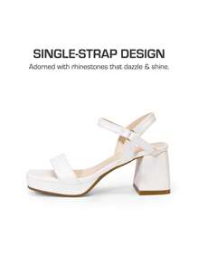 Girls Sandals Open Toe Low Block Chunky Heels Sandals Party Dress Pumps Shoes For Little Big Kid - White - View 5