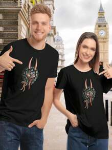 Lovers' Krampus Devil Face Christmas T-Shirts For Women Krampusnacht Occult Satanism Witchcraft