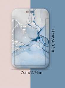 1 chiếc giá đỡ thẻ ID họa tiết đá cẩm thạch tinh tế có móc khóa kim loại, giá đỡ thẻ trượt bằng nhựa, thẻ ăn, thẻ xe buýt, thẻ làm việc, kiểm soát ra vào, vỏ bảo vệ đa chức năng cho phụ nữ, ví đựng thẻ móc khóa - Nhiều màu - Xem 3