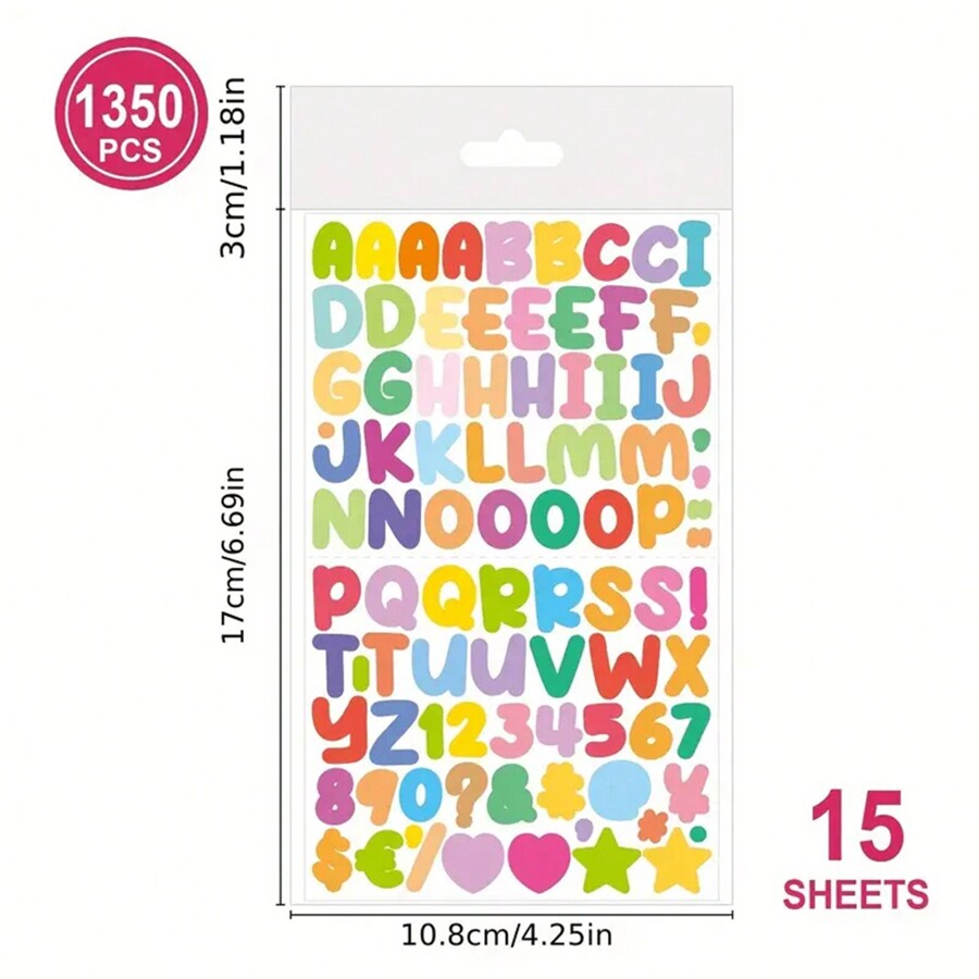 15 Sheets Cartoon Alphabet Sticker Set DIY Scrapbooking Decorative