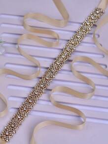 1 件金色新娘腰带，经典女式晚礼服腰饰，适合派对、宴会和礼服的身体首饰配饰 - 香檳色絲帶 - 查看 4