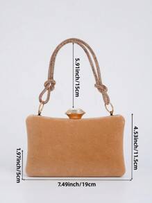 女士复古优雅晚宴手提包，水晶装饰手拿包，适合参加派对、生日和活动，时尚正式配饰，搭配连衣裙 - 棕色 - 查看 8