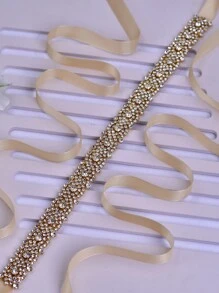 1 件金色新娘腰带，经典女式晚礼服腰饰，适合派对、宴会和礼服的身体首饰配饰 - 香檳色絲帶 - 查看 10