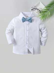 3pcs/Set Young Boy Gentleman Suit, Including White Shirt, Bow Tie, Vest And Pants, Perfect For Birthday Party, Wedding, Performance, Baptism, Festival, Etc.