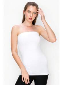 KURVE SEAMLESS LONG TUBE TOP - White - View 4