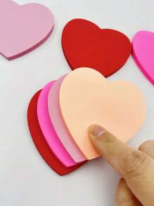 100pcs Heart-Shaped Sticky Notes, Pink Heart Memo Pads, Popular Back To School Student Memo Books, Fridge Stickers