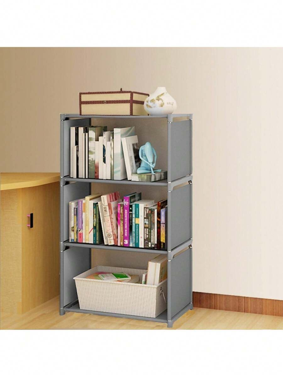 Librero Y Mueble Organizador Estante Para Libros 3 Cubos - Gris - Ver 1