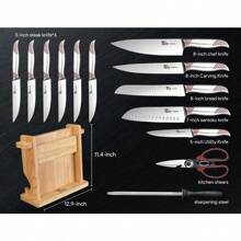 Kitchen Knife Set, Japanese Style Knife Set With Magnetic Block Holder, High Carbon Stainless Steel Sharp Knives Set For Kitchen, Ergonomic Handle And Sharpener, 14 PCS Black Dot