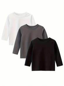 Maglietta casual per bambini, maglietta a maniche lunghe, 3 pezzi, abbigliamento per bambini, comoda e traspirante