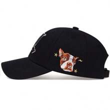 AR 1pc Men's Gothic Letter L Baseball Cap With Dog Print, Fashionable Hat For Outdoor Sports, Adjustable UV Protection Casual Cap Suitable For Spring, Autumn, Travel, Beach, Party
