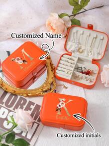 1pc Customized Name Jewelry Box,Bridesmaid Jewelry Box,Personalized Travel Jewelry Box,Leather Jewelry Travel Box,Travel Jewelry Case With Name - Multicolor - View 7