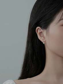 1 Pair Fashionable S925 Sterling Silver Zirconia Stone Studded Starry Tassel Earrings, Classic Daily Wear & Wedding/Party Gift For Women