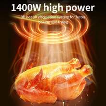 SOKANY 10026 多功能空气炸锅，4.5升大容量，空气炸锅烤箱一体机。1400瓦高功率，快速烘焙。最高温度200摄氏度。便捷的顶部菜单。不锈钢内胆，易于清洁。适合在家制作薯条、鸡翅、烤鸡、蛋挞、培根等。