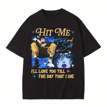 HIT ME HARD AND SOFT Tour T-Shirt Hip Hop B-Billie Tops O-Neck Short Sves Eilish Women Tees Graphic T Shirts - 黑色 - 查看 1