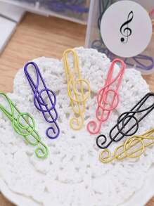 10/20pcs Note Paper Clip Music Office Accessories Desk Bookmark Office School Notebook(Random Style),Back To School,School Supplies - Multicolor - View 10
