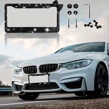 1 Shiny License Plate Frame, Set With Hand-Set Acrylic Crystal, Cute Bowknot Decoration, Stainless Steel Frame, Firmly Fixed, Upgrade Your Car With Stylish Shiny Butterfly License Plate Frame Christmas Gift Girl