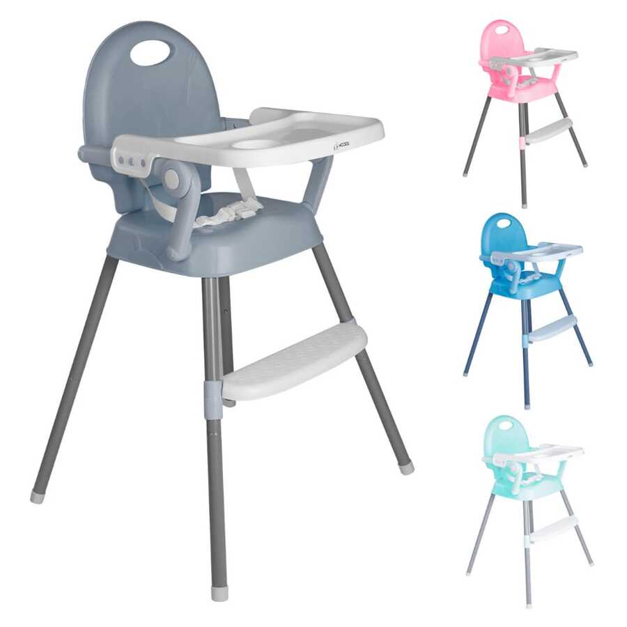 KIDDOS Silla Alta Periquera Para Bebé Plegable Portátil Cómoda 3en1 - Gris - Ver 1